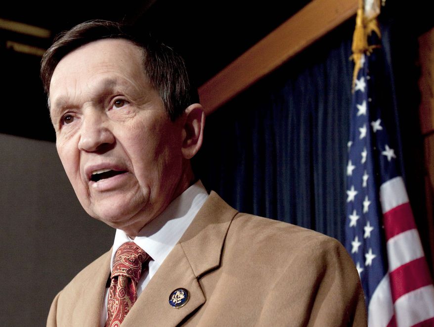 Reps. Dennis J. Kucinich (seen here) and Marcy Kaptur, Ohio Democrats, have been cast together into a newly redrawn district across northern Ohio, stretching alongside Lake Erie from Cleveland to Toledo. (Associated Press)
