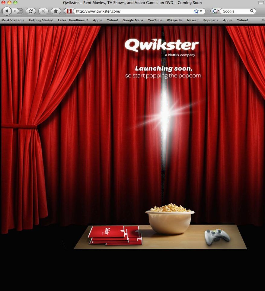 This screen shot shows Qwikster.com, a new website service available soon from Netflix. The streaming video option will be separate from the company's DVD-by-mail service. (NetFlix Inc./Associated Press)