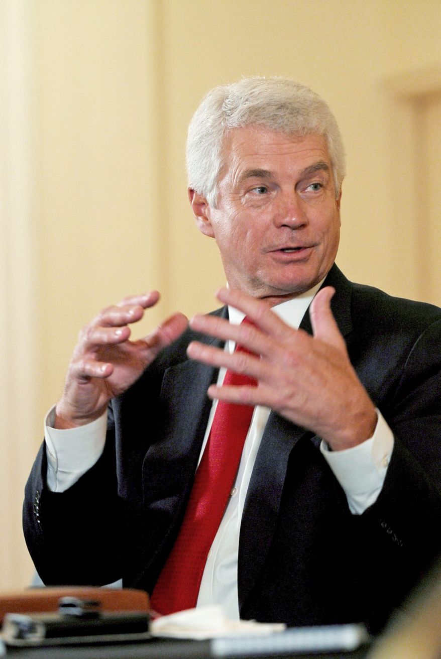 J.M. EDDINS JR. / THE WASHINGTON TIMES
Dave McCurdy, president and CEO of the American Gas Association, sees more energy sources in the future. "If you have a growing economy, this doesn't have to be a zero-sum game. The pie is going to get larger. Consumer demand is going to increase," he said. Video, washingtontimes.com/video.