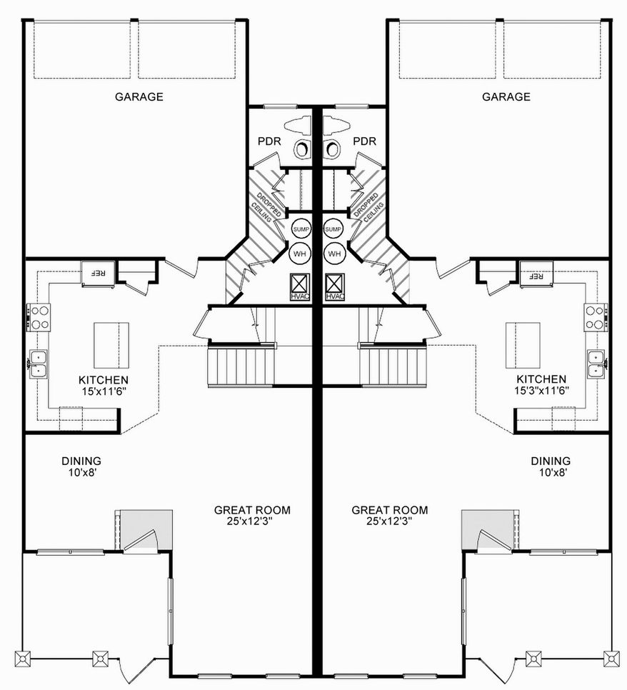 The Tuscany villa model includes a kitchen, a great room and a separate dining room on the main level, with a private courtyard at the front of each home. Upstairs are three bedrooms and two or three full baths.