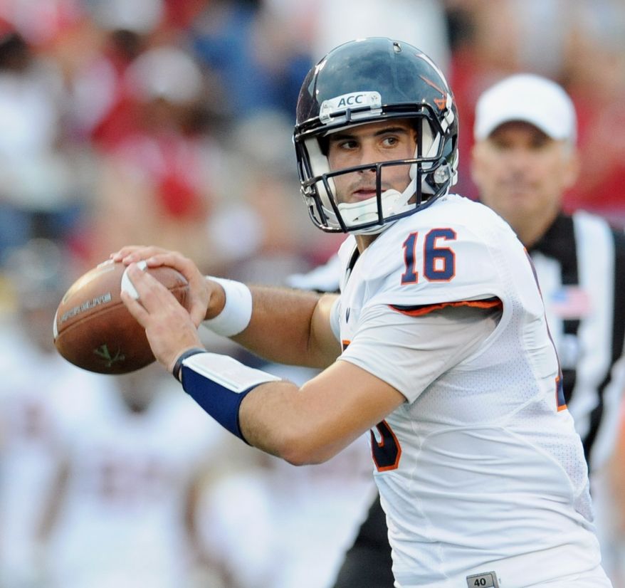 The play of Virginia quarterback Michael Rocco -- and his receivers -- figure to be vital to his team's fortunes Saturday against Southern Mississippi in a matchup of two 2-1 teams. (AP Photo/The Herald-Times, Chris Howell)