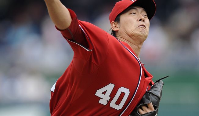 Washington Nationals starting pitcher Chien-Ming Wang threw six innings and allowed one run against the Atlanta Braves on Saturday. Washington could look to re-sign him this offseason (AP Photo/Nick Wass)