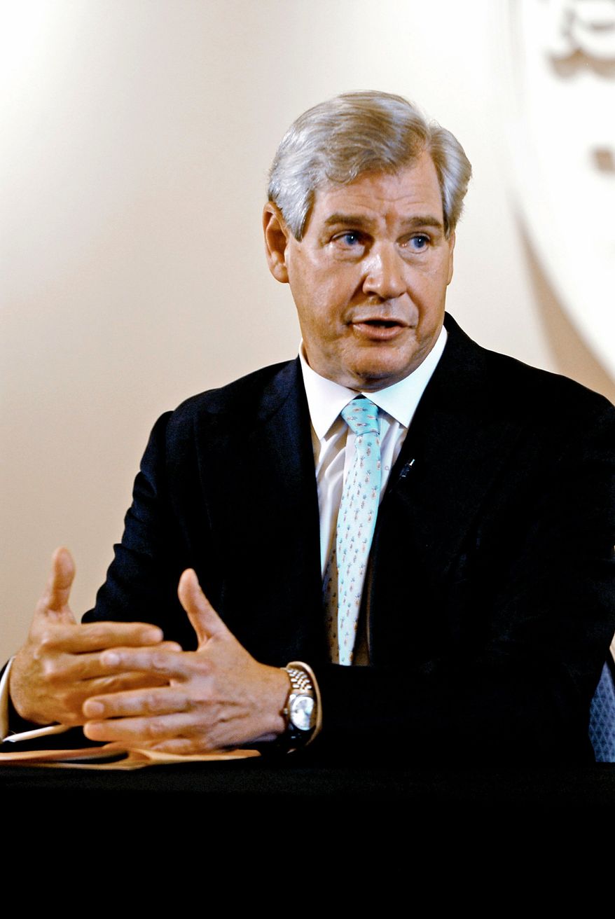 BITTER PILL: John Castellani, president and CEO of PhRMA, cautions against cutting from 12 years to seven the length of a patent on a company&#39;s new drug. (J.M. Eddins Jr./The Washington Times)