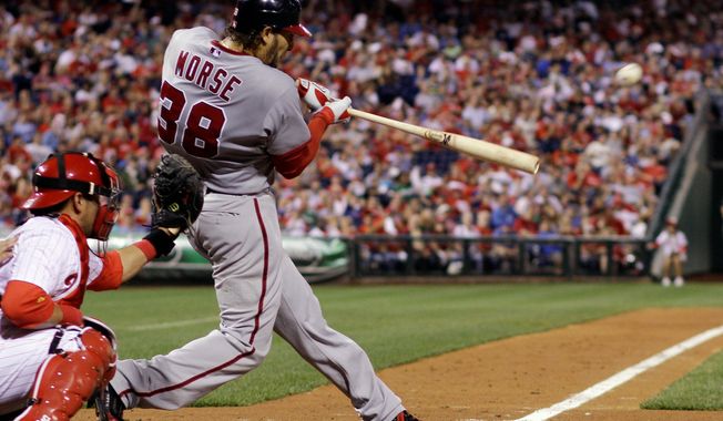 Nationals slugger Michael Morse was a career utility player until taking over at first base for Adam LaRoche, who suffered a season-ending shoulder injury. He hit his 31st home run of the season Tuesday against Florida. (Associated Press)