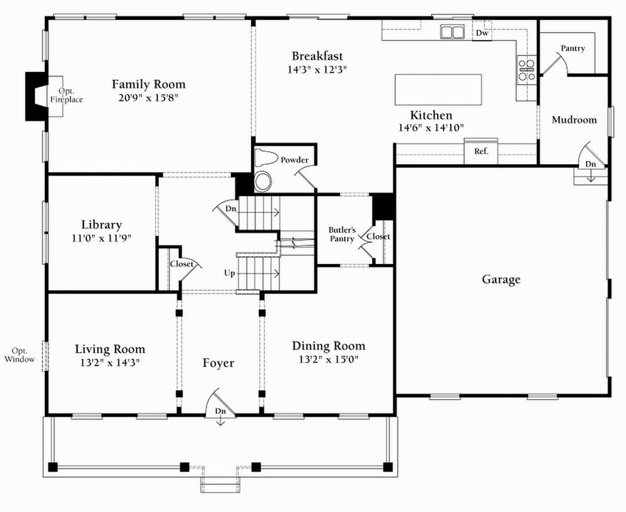 The Sycamore model has a family room, breakfast room and kitchen across the back of the home. Upstairs are four bedrooms, each with a walk-in closet.