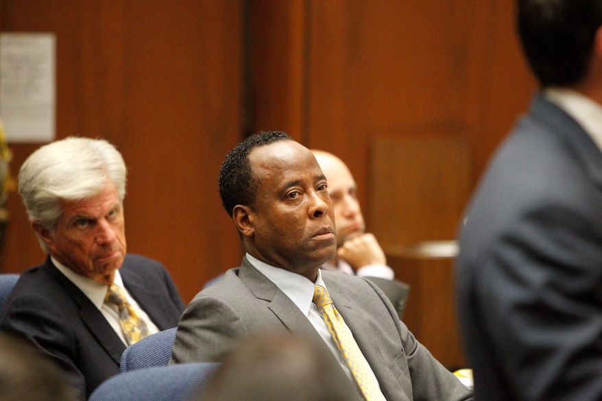 Conrad Murray listens to testimony from witness Faheem Muhammad on the second day of his involuntary manslaughter trial in the death of pop star Michael Jackson in downtown Los Angeles, Wednesday, Sept. 28, 2011. Murray has pleaded not guilty and faces four years in prison and the loss of his medical license if convicted of involuntary manslaughter. (AP Photo/Al Seib, Pool)