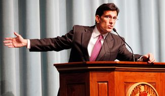 House Majority Leader Eric Cantor has emerged as a favorite target for the Democratic Party and as a mentor for freshman House Republicans. &quot;Cantor is a convenient symbol for Democrats to attack,&quot; said Mark J. Rozell, a public policy professor at George Mason University. (Richmond Times-Dispatch via Associated Press)