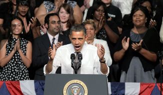 President Obama, while speaking at Eastfield College in Mesquite College, Texas, entreats Congress to pass the American Jobs Act. &quot;Right now, he won&#39;t even let this jobs bill have a vote,&quot; the president said of House Majority Leader Eric Cantor, Virginia Republican. (Associated Press)