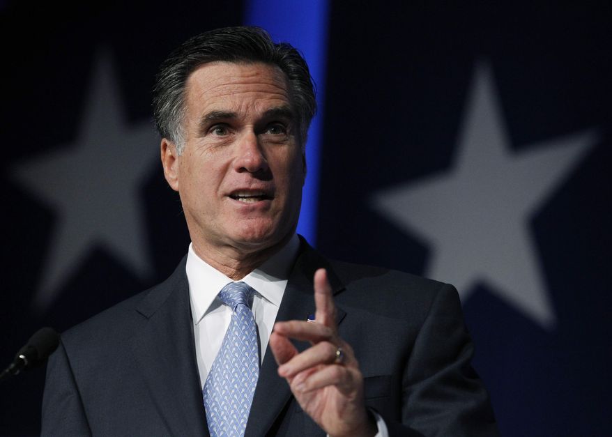 Former Massachusetts Gov. Mitt Romney speaks at the Values Voter Summit in Washington, Saturday, Oct. 8, 2011. (AP Photo/Manuel Balce Ceneta)