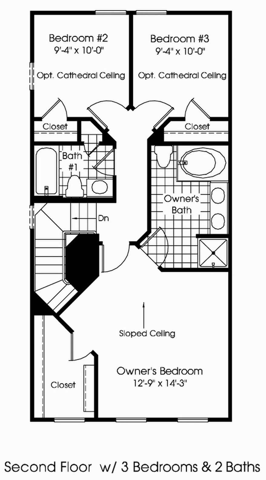 Upstairs, buyers can choose between a two-bedroom floor plan and a three-bedroom floor plan. Either option includes two full baths.