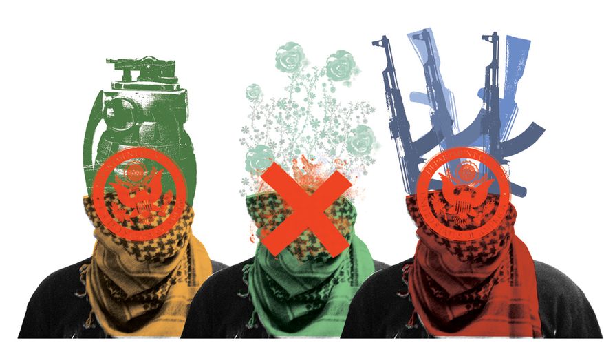Illustration: Terrorist by Linas Garsys for The Washington Times