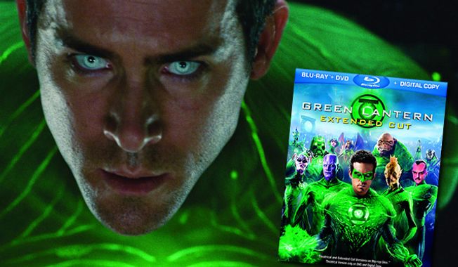 Ryan Reynolds and his costume star in Warner Home Video’s Blu-ray release Green Lantern: Extended Cut. 