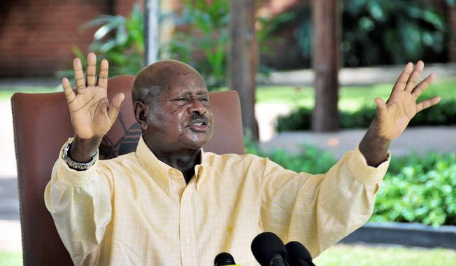 Uganda&#x27;s President Yoweri Museveni said, &quot;We shall never have troops coming to fight for us. I cannot accept foreign troops to come and fight for me. We have the capacity to fight our wars.&quot; He said U.S. personnel will gather intelligence. (Associated Press)