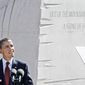 President Obama speaks at the dedication of the Martin Luther King Jr. Memorial on the Mall on Sunday. The president said that King&#39;s achievements did not come easily or swiftly, but added that the civil rights leader persevered and prevailed. (Associated Press)