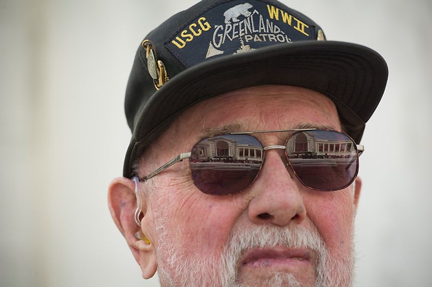 Richard Swanson was a Coast Guard storekeeper second class when he helped to rescue the men from the U.S. Army troopship Dorchester on February 3, 1943 off the coast of Greenland. Making the trip from his home in Mead, Ne, he came for the dedication of the Jewish Chaplains Memorial in the Memorial Amphitheater at Arlington National Cemetery in Arlington, Va, Monday, October 24, 2011. (Rod Lamkey Jr/The Washington Times)