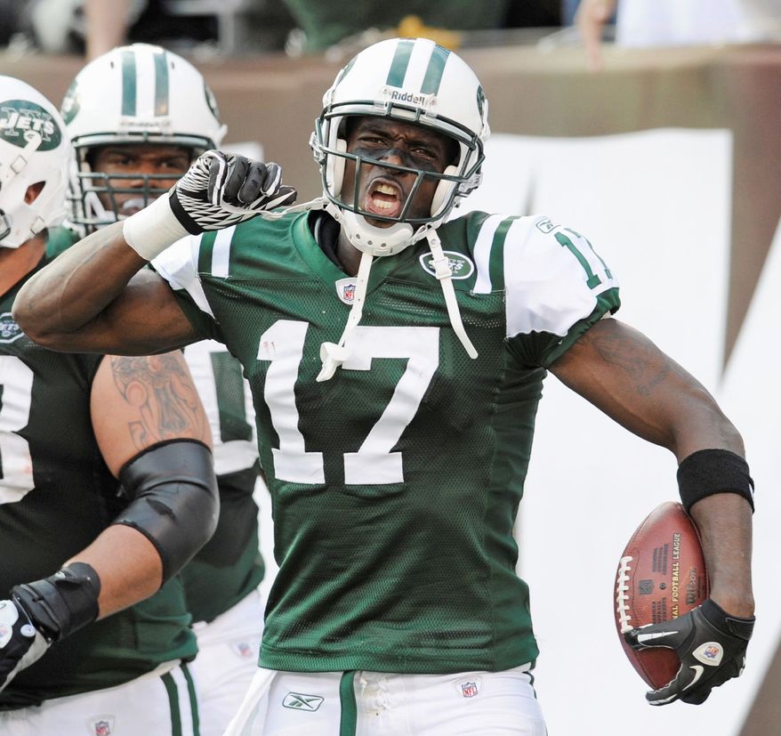 New York Jets receiver Plaxico Burress totaled just 25 yards receiving last weekend against San Diego, but he had three touchdown catches. (Associated Press)