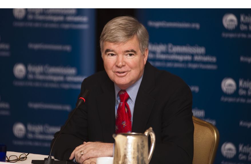 NCAA Division I Board of Directors passed a number of sweeping measures Thursday, Oct. 27, 2011, most notably allowing conferences to vote on providing up to $2,000 in spending money to college athletes. NCAA President Mark Emmert is shown above. (PRNewsFoto/Knight Commission on Intercollegiate Athletics, Lisa Helfert)