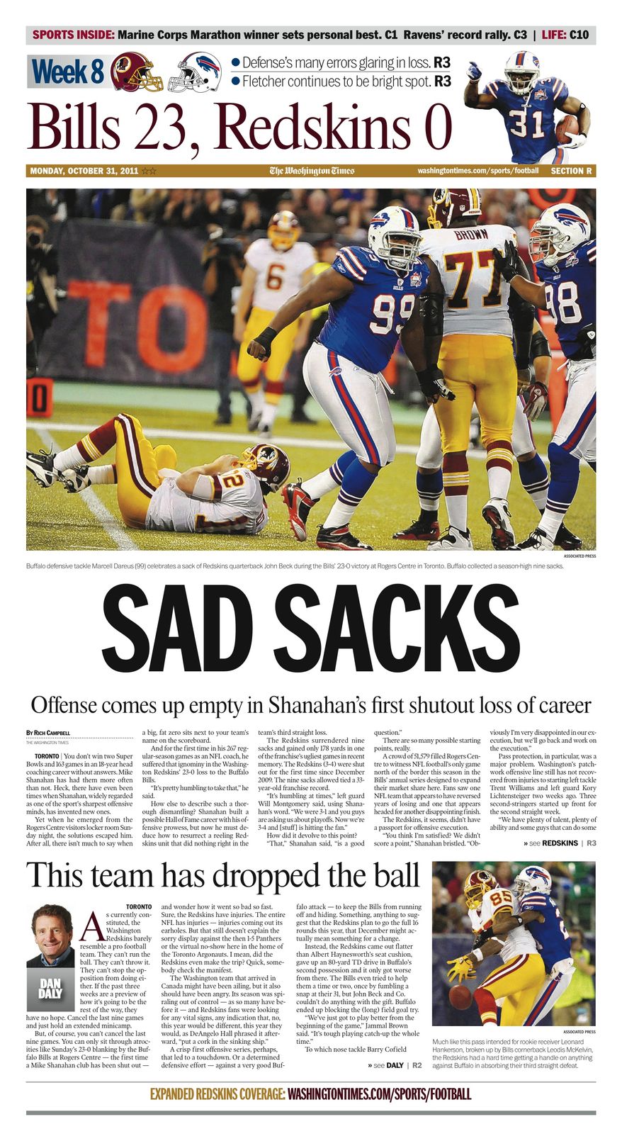 Week 8 Section: Bills 23, Redskins 0.