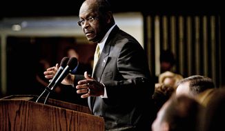 &quot;I have never sexually harassed anyone,&quot; GOP presidential candidate Herman Cain said during a luncheon at the National Press Club in Washington on Monday. The Republican hopeful answered questions about his 9-9-9 tax plan, restated his stance on abortion and denied allegations of sexual harassment. (T.J. Kirkpatrick/The Washington Times)