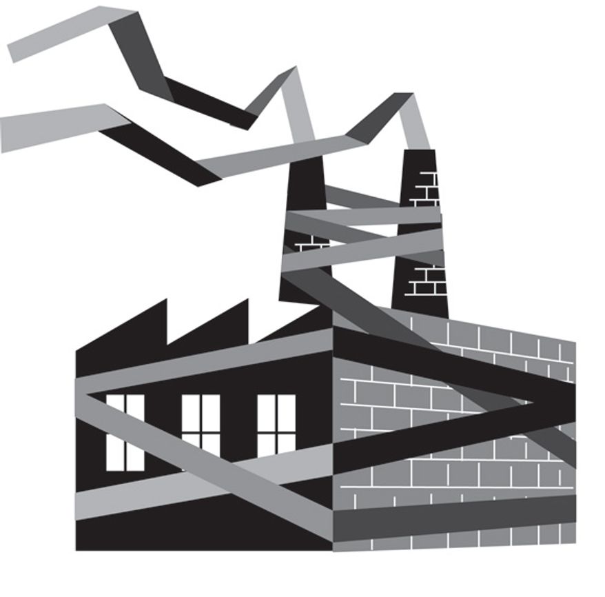 Illustration: Red tape by Linas Garsys for The Washington Times