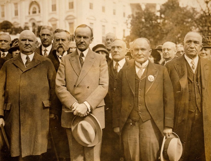 President Coolidge poses with an international delegation from the Scottish Rite of Freemasonry, including John Henry Cowles, the sovereign grand commander, to the president's right. While not a Freemason himself, he was known to speak well of them. (Library of Congress)