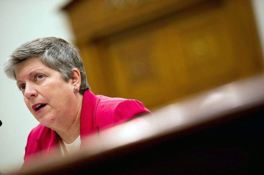 **FILE** Homeland Security Secretary Janet A. Napolitano (Andrew Harnik/The Washington Times)