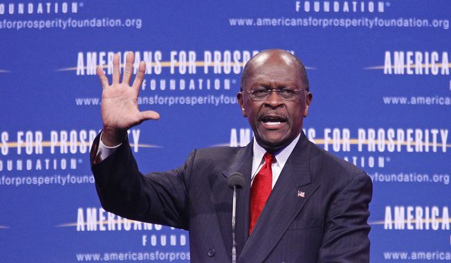 Republican presidential candidate Herman Cain speaks at the Defending the American Dream Summit in Washington on Nov. 4, 2011. (Associated Press)