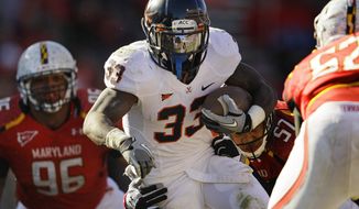 Virginia running back Perry Jone ran for 139 yards and two touchdowns against Maryland on Saturday. The Cavs won 31-13. (AP Photo/Patrick Semansky)