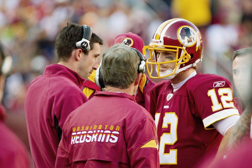 Quarterback John Beck says the Redskins need to concentrate on getting better rather than dip into a bag of gadget plays. (Andrew Harnik / The Washington Times)