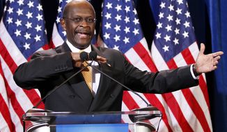 REBUTTAL: &quot;I have never acted inappropriately with anyone — period,&quot; Republican presidential candidate Herman Cain tells the news media Tuesday in Scottsdale, Ariz., responding to a string of accusations from women that he sexually harassed them. (Associated Press)