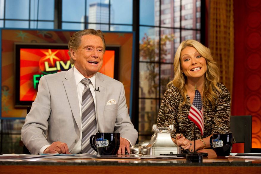 After ruling morning television for 28 years, Regis Philbin (left), the co-host who made performance art of TV gab is exiting "Live! With Regis and Kelly." His last day is Nov. 18. (Associated Press)