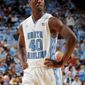 ** FILE ** In this Oct. 28, 2011, file photo, North Carolina&#39;s Harrison Barnes looks on during the first half of an exhibition NCAA college basketball game against UNC-Pembroke in Chapel Hill, N.C. (AP Photo/Jim R. Bounds, File)