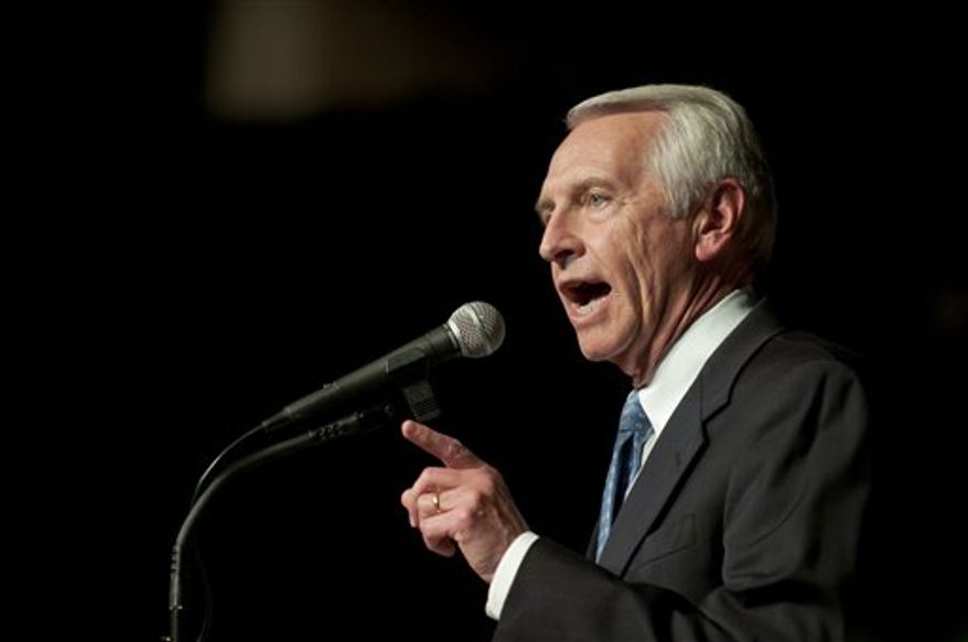 ** FILE ** Kentucky Gov. Steve Beshear makes his victory speech during a election-night rally in Frankfort, Ky., on Tuesday, Nov. 8, 2011. (AP Photo/John Flavell)