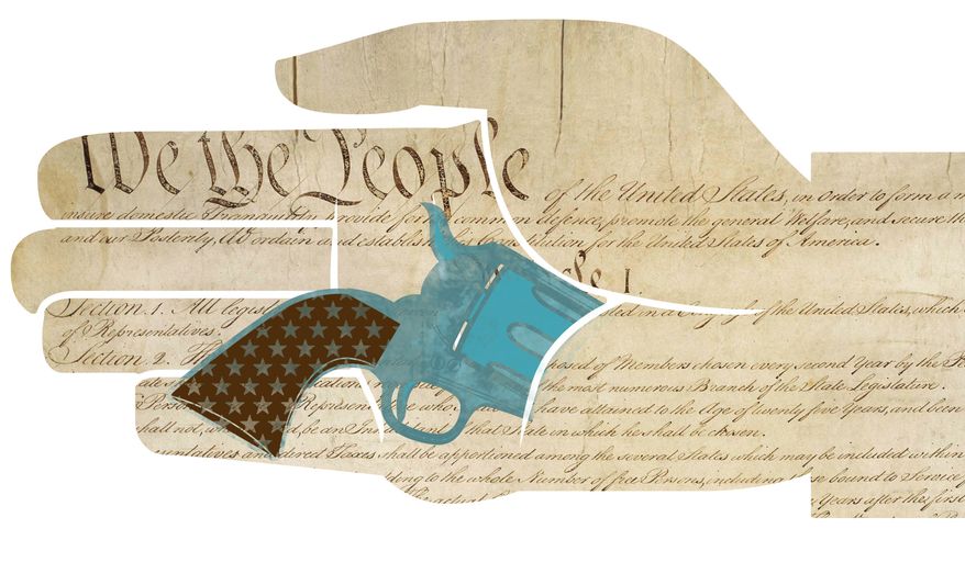 Illustration: Concealed carry by Linas Garsys for The Washington Times