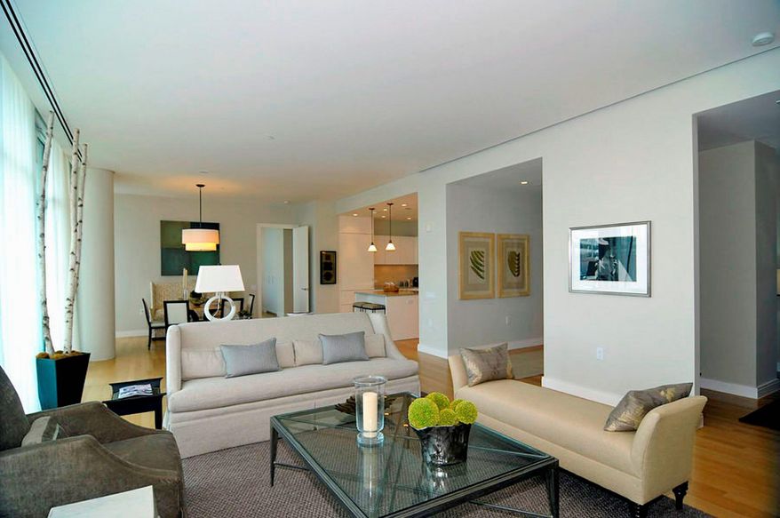 Floor-to-ceiling windows let plenty of light in the living spaces at 22 West in the District's West End neighborhood..