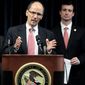 Thomas Perez, assistant attorney general for civil rights, speaks during a news conference with Miami U.S. Attorney Wifredo Ferrer in Miami. (Associated Press)