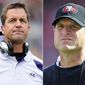 ** FILE ** Brothers John and Jim Harbaugh will battle each other when the Baltimore Ravens take on the San Francisco 49ers at the Super Bowl. (Associated Press)