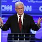 Former House Speaker Newt Gingrich speaks Nov. 22, 2011, at a Republican presidential debate in Washington. (Associated Press)
