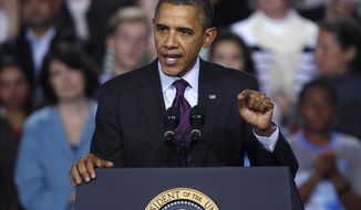 ** FILE ** In this Nov. 22, 2011 file photo, President Barack Obama gestures while speaking at Central High School in Manchester, N.H. The failure of Congress&#39; supercommittee adds a new dimension to the 2012 political contests by drawing political battle lines around broad tax increases and massive spending cuts that are now scheduled to begin automatically in 2013. (AP Photo/Charles Krupa, File)