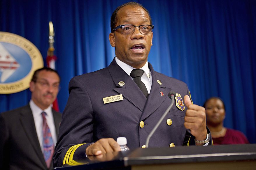 D.C. Fire and EMS Chief Kenneth Ellerbe said Wednesday that his staff-scheduling plan "will not reduce services one bit," adding that "safety is not an issue." (Barbara L. Salisbury/The Washington Times)