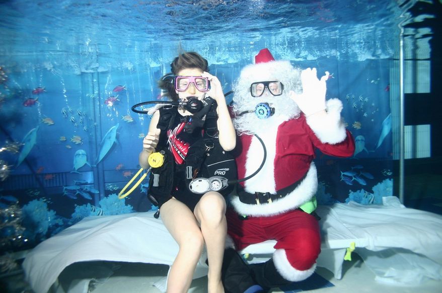 The chance to visit an underwater Santa Claus comes this Sunday (Dec. 4) at the Olney Swim Center. In exchange for bringing $5 worth of canned goods to the swim center, kiddies will get a short lesson in scuba and a chance to pose for a picture with an underwater Santa.
