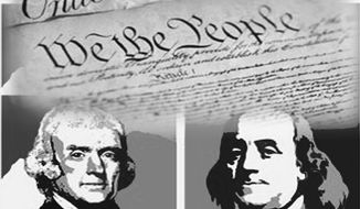 Illustration: Founding Fathers by John Camejo for The Washington Times