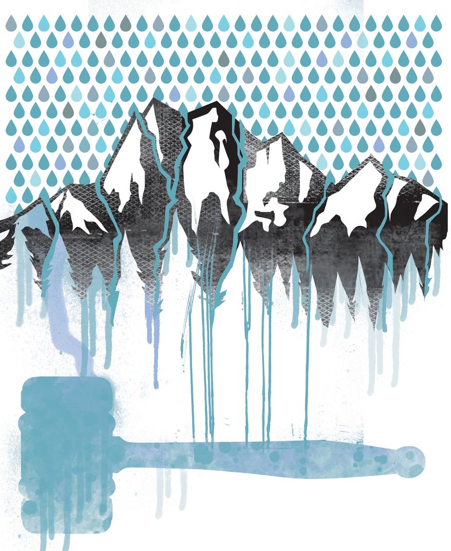 Illustration: Regulating rain by Linas Garsys for The Washington Times