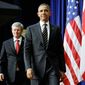 President Obama and Canadian Prime Minister Stephen Harper appeared in front of reporters Dec. 7, 2011, to answer questions after meeting at the White House about border issues, including the Keystone oil pipeline project. (Associated Press) **FILE**