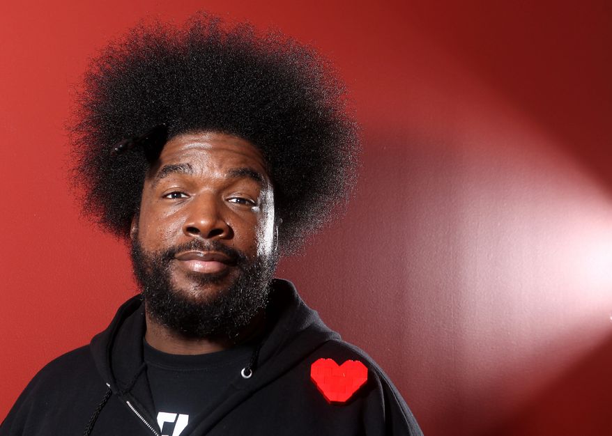 Musician Questlove from the band The Roots, poses for a portrait, Thursday, Dec. 8, 2011 in New York. Questlove's band, The Roots, the house band for "Late Night with Jimmy Fallon," must now run their song choices by NBC after the band performed an off-color song during an appearance by GOP Presidential candidate Michele Bachmann. (AP Photo/Carlo Allegri)