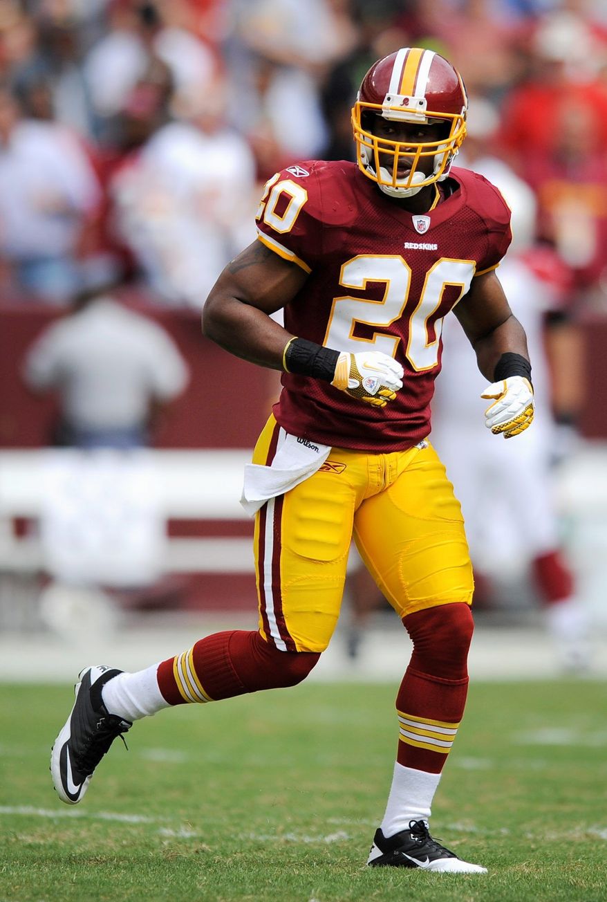 Redskins free safety Oshiomogho Atogwe has been knocked out of the starting lineup because of various leg injuries. (Associated Press)