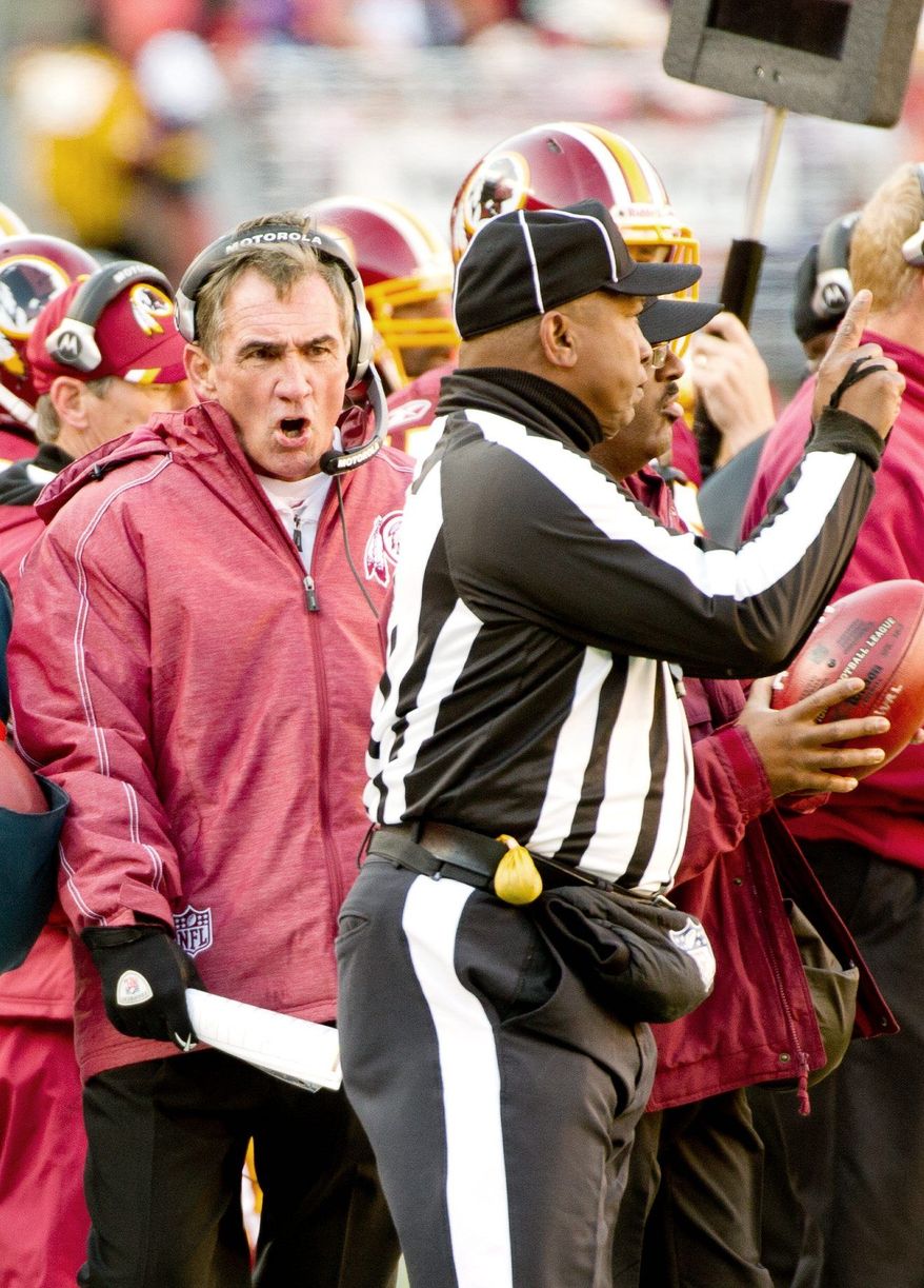 Coach Mike Shanahan is just 11-20 with one game to play in his second season in Washington. The Redskins had the NFL's oldest roster when Shanahan was hired in January 2010. (Andrew Harnik/The Washington Times)