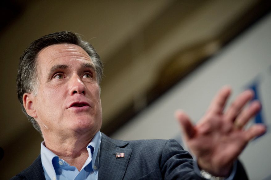 Former Governor of Massachusetts and current Republican presidential candidate Mitt Romney delivers a speech to kick off his Iowa bus tour. (Andrew Harnik / The Washington Times)