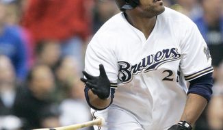 Prince Fielder is one of four first baseman to hit 200 home runs by age 27, joining Jimmie Foxx, Orlando Cepeda and Harmon Killebrew.FILE- In this April 26, 2008 file photo, Milwaukee Brewers&#39; Prince Fielder hits a home run during the eighth inning of a baseball game against the Florida Marlins in Milwaukee. Prince Fielder and the Brewers have avoided salary arbitration by agreeing to a $15.5 million, one-year contract on Tuesday, Jan. 18, 2011. (AP Photo/Morry Gash, File)