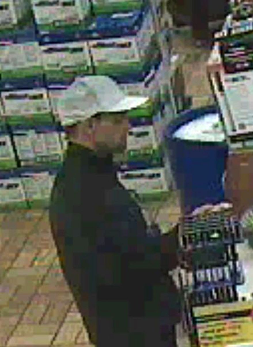 This undated image made from surveillance video shows an unidentified male who police suspect is one of two people involved in the killing of an elderly couple in their Utah home and shooting a woman in the head outside a Nevada casino. (Associated Press/West Wendover Police Department)